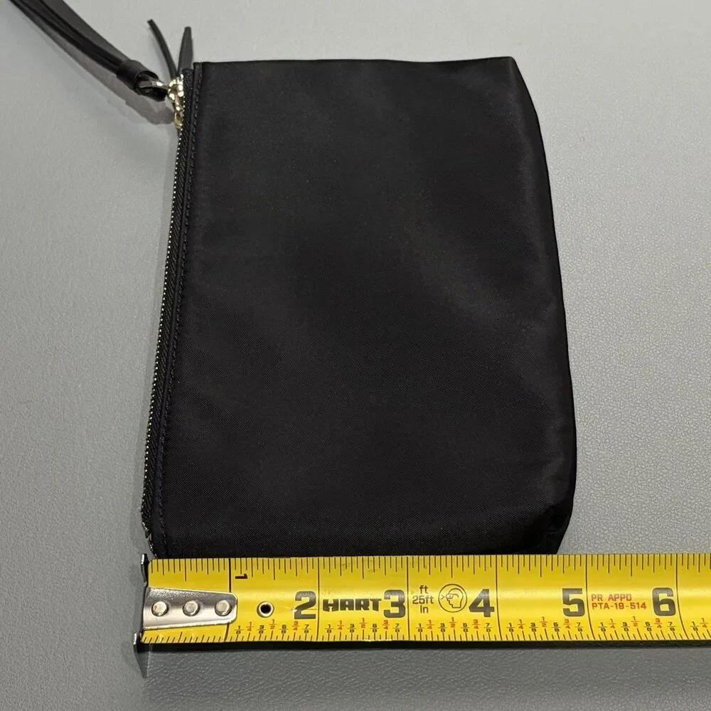Kate Spade Dawn Medium Double Zip Wristlet Nylon Black Clutch Vegan Organizer
